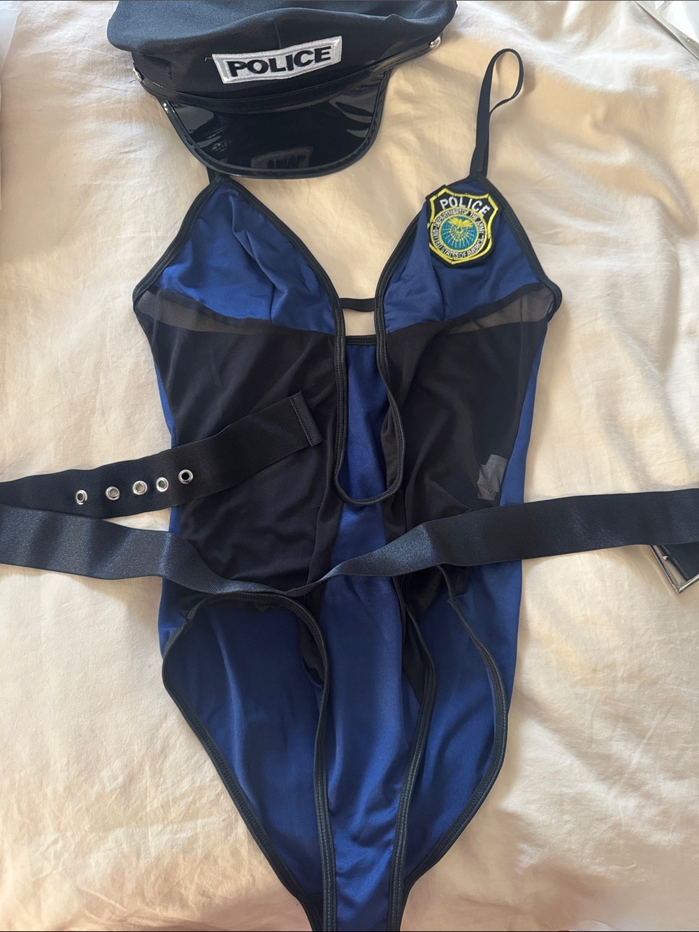 Police Navy Blue and Black One-Piece Costume Bodysuit